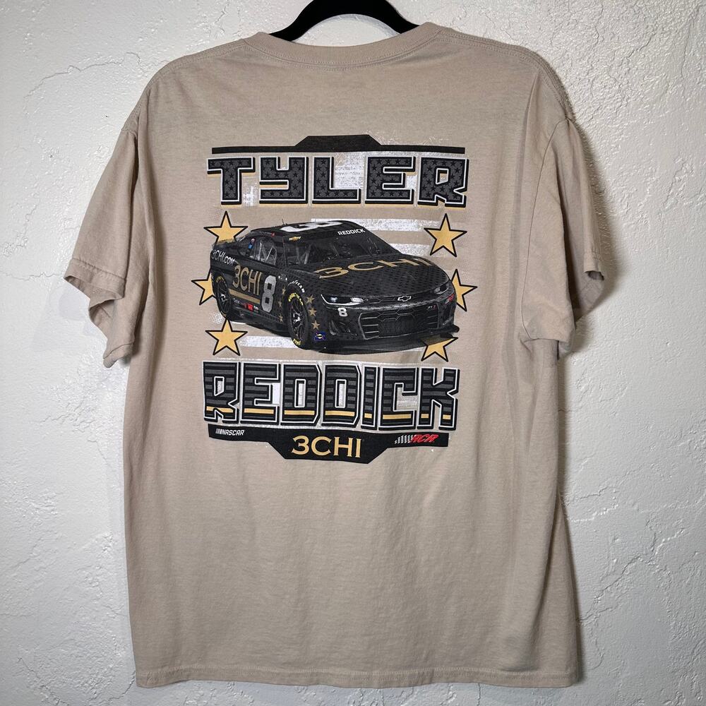 Tyler Reddick Large T-Shirt Tan Beige 8 Nascar Chevrolet Camaro 3CHI